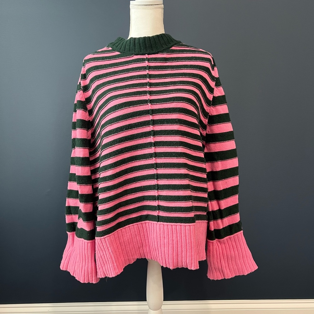 Maeve Green and Pink Knit Sweater